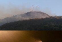 Bombeiros combatem incêndio no Morro do Frota, em Pirenópolis