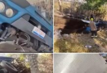 Caminhão carregado de móveis tomba próximo à Placa e motorista fica gravemente ferido